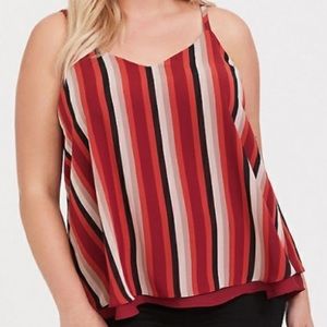 striped double layer swing cami